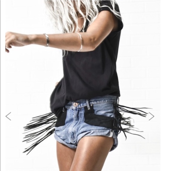 jean shorts with fringe
